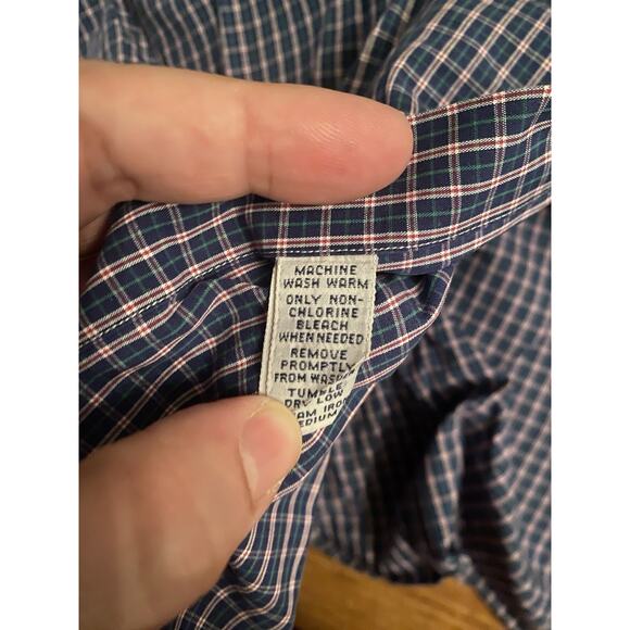 Ralph Lauren Yarmouth Size 17 34/35 Blue Red Plaid Pony Long Sleeve Button Shirt - Picture 7 of 7